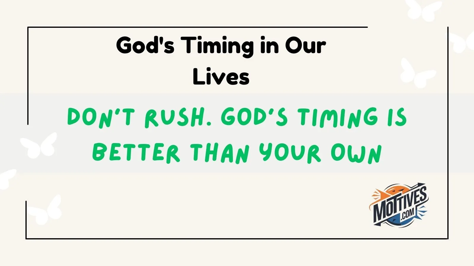 God's Timing in Our Lives